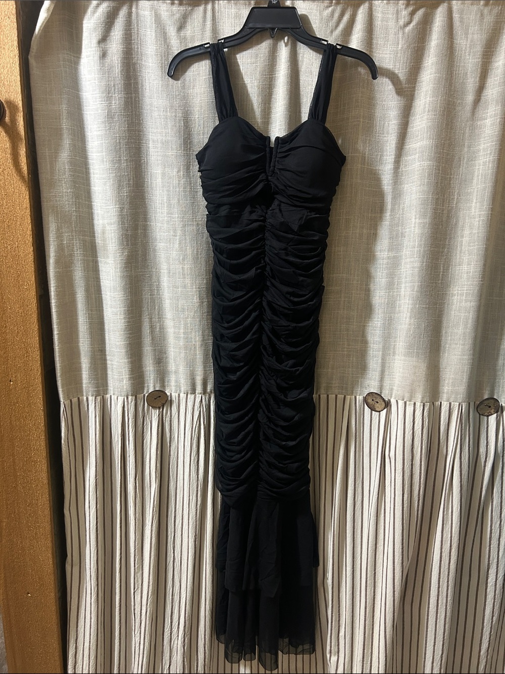 Black Ruched Evening Dress
